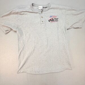 Anvil Sturgis Motorcycle Rally 2002 Graphic T-Shirt Henley Gray‎ Large, Vintage